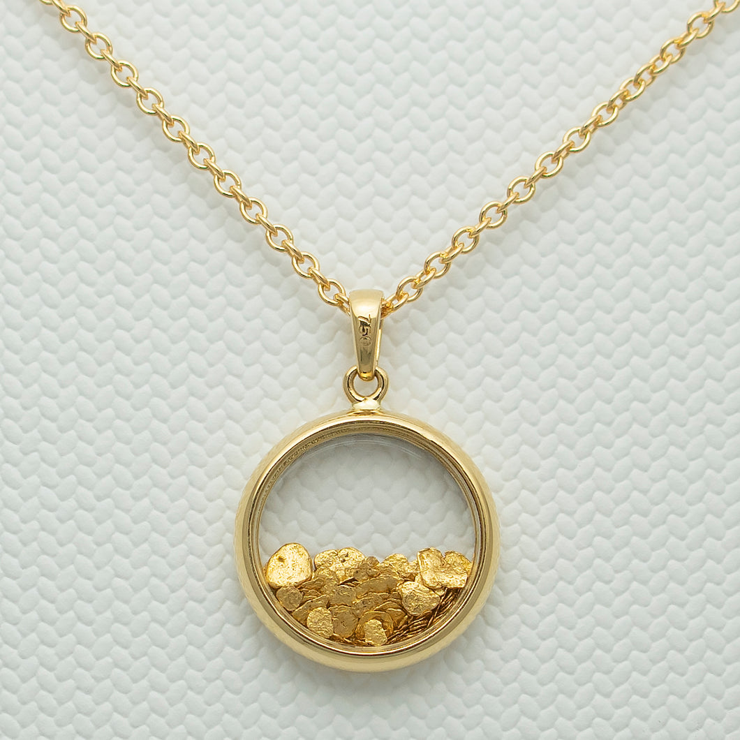 Large 18k & natural gold flake pendant