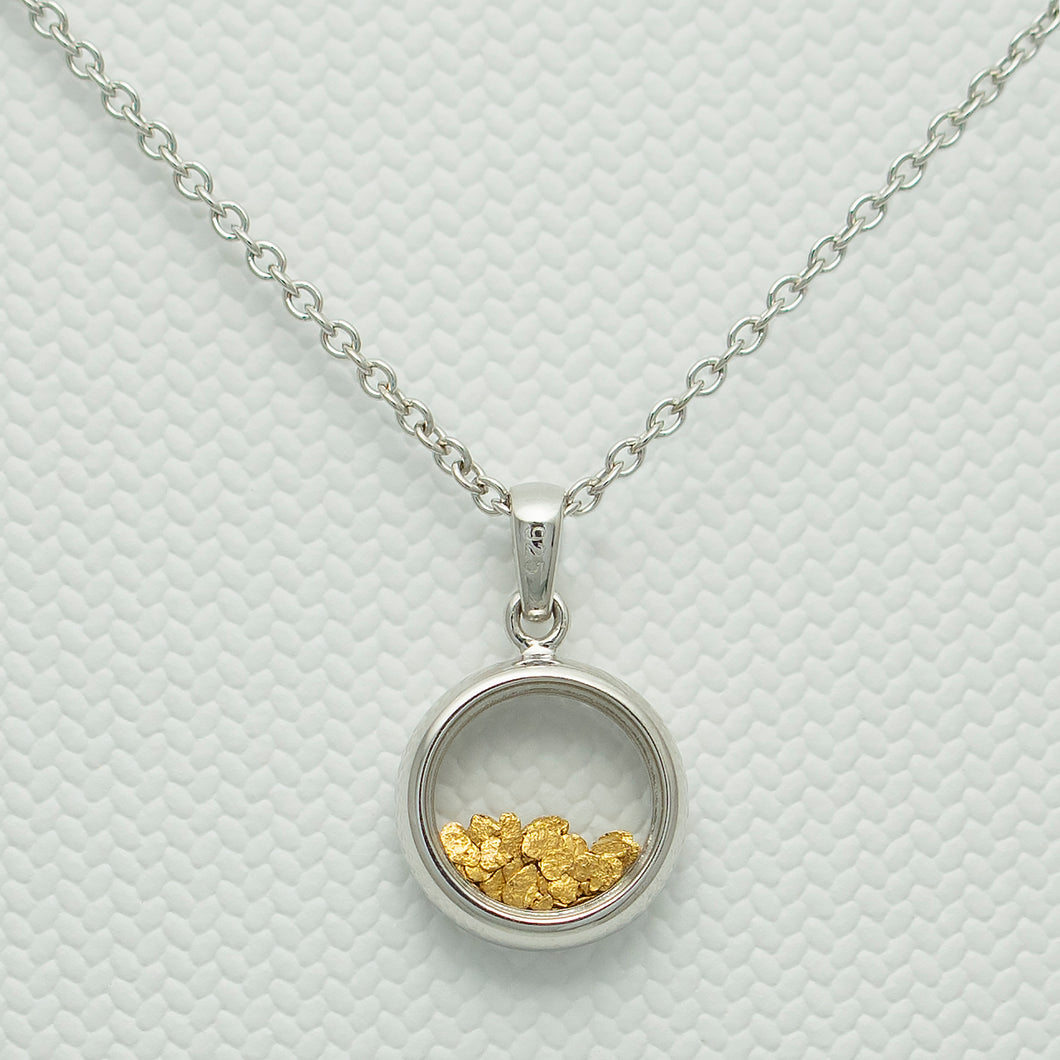 Small Sterling silver & natural gold flake pendant